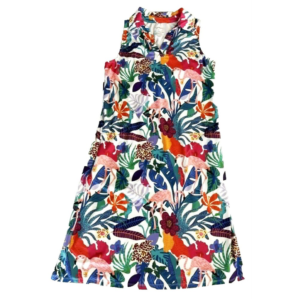 Gottex XS Tennis or Golf Stretch Dress Zip Pockets Flamingo Floral Tropical Polo